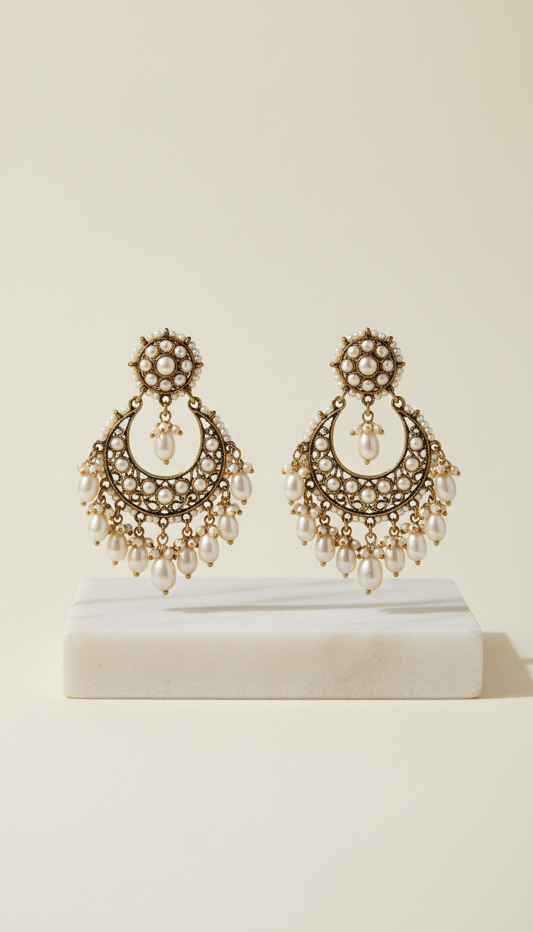 Chandbali pearl earrings