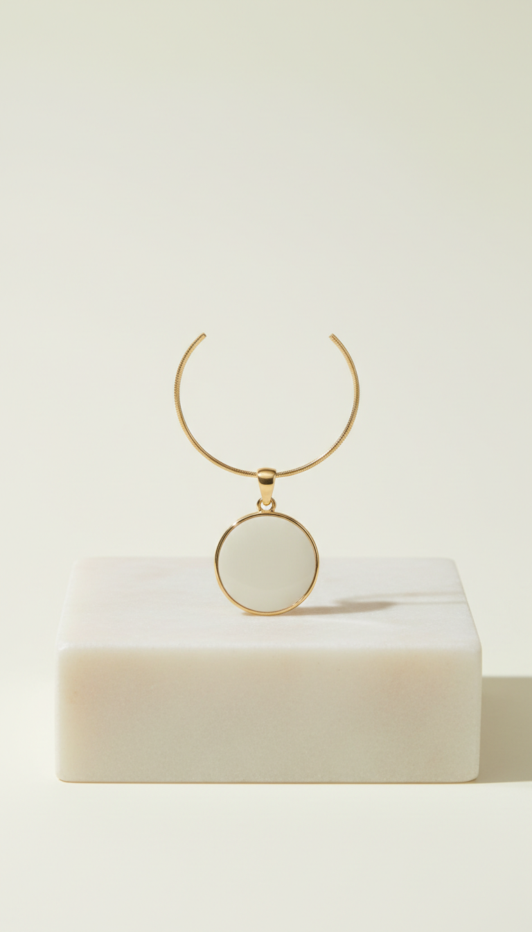 Ivory enamel pendant necklace